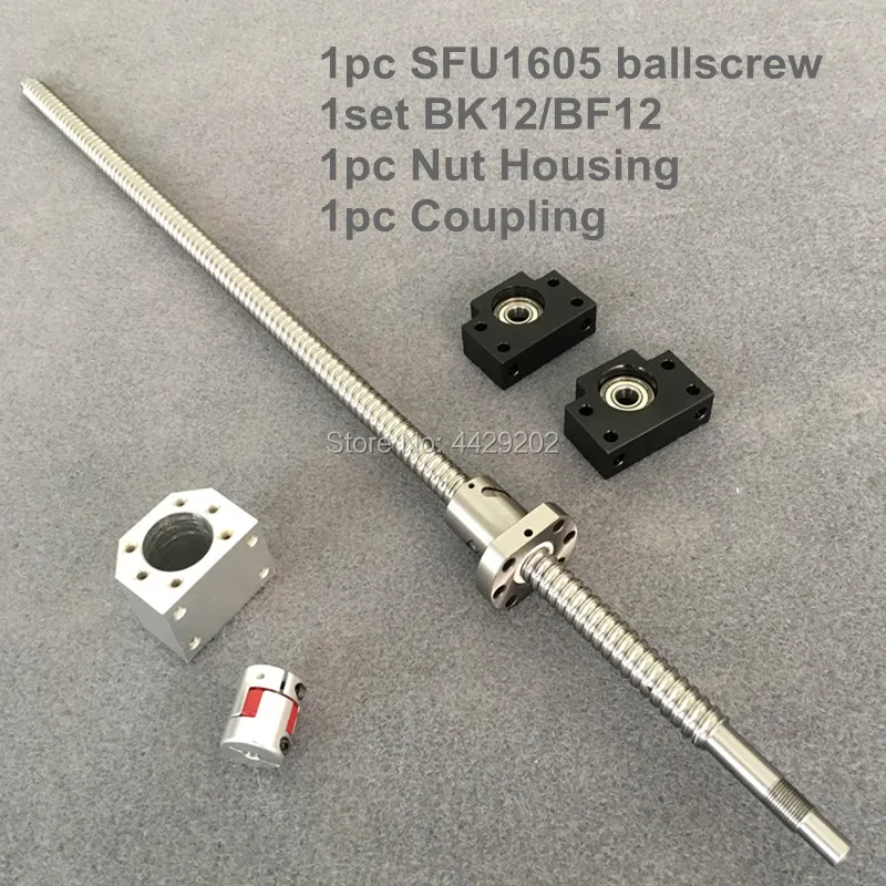 Ball screw set SFU1605 1100 1200 1500 mm with end machined + 1605 ballnut BK/BF12 support +Nut Housing CNC parts | Обустройство дома
