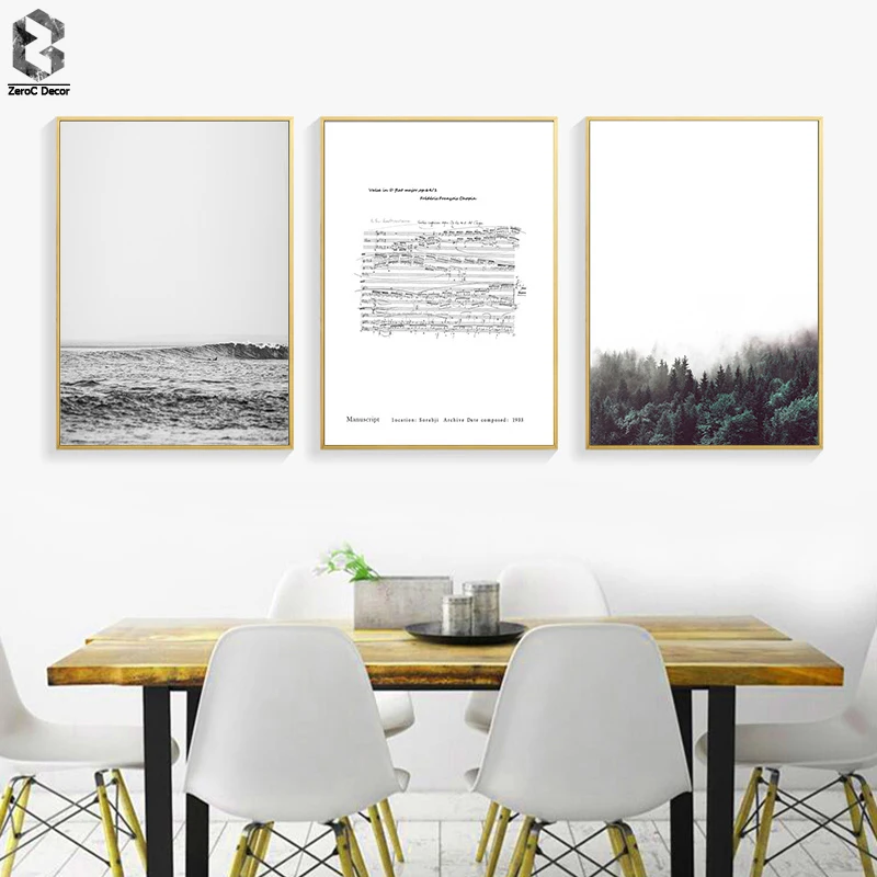 

Forest Sea Quotes Music Landscape Wall Art Canvas Painting Nordic Posters And Prints Wall Pictures For Living Room Decor