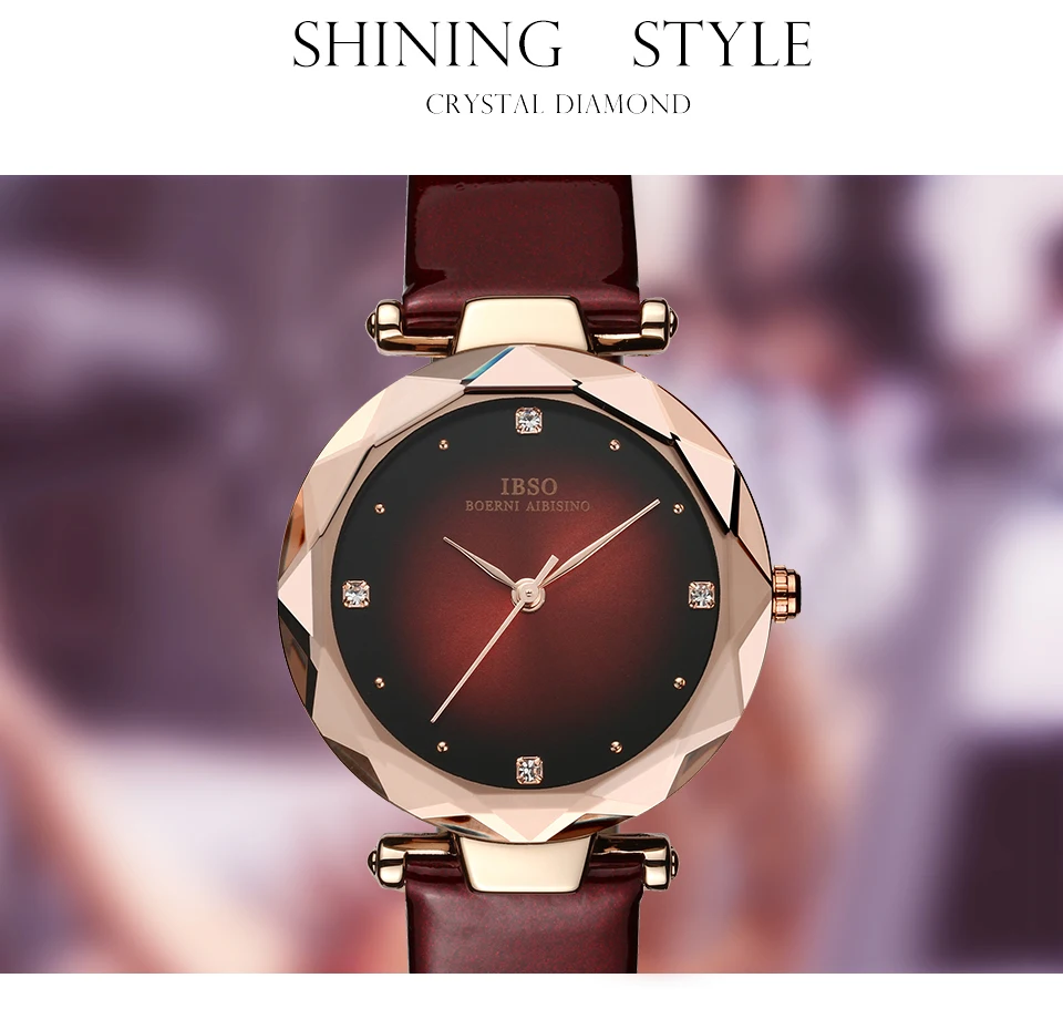 IBSO брендовые роскошные женские наручные часы с кожаным ремешком Montre Femme модные женские кварцевые часы женские часы Relogio Feminino