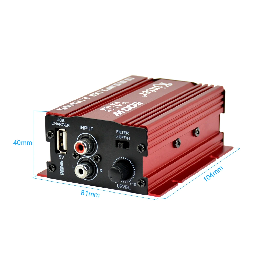 Мини 12 в Hi Fi 2 канала Автомобильный стерео аудио усилитель AMP для сабвуфер