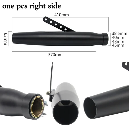 Alconstar-одна пара универсальных мотоциклов конические слипоны выхлопная труба глушителя подходит для Harley Bobber Chopper Кафе Racer Racing - Цвет: right side black