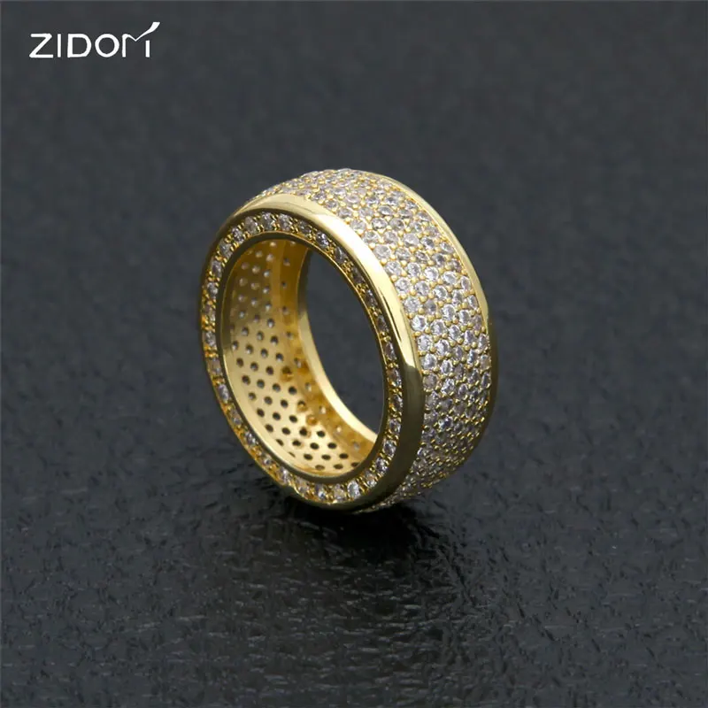 

gold silver Men HipHop iced out bling Ring CZ AAA Zircon 100% Copper Punk Rings Fashion party men hip hop Jewelry gifts