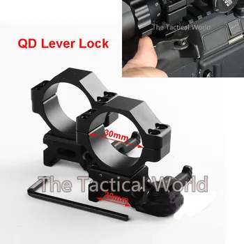 

2 pcs 30mm Rifle Scope Laser Torch Mount Ring QD Lever Lock Tactical High Profile for 20mm Weaver Base Picatinny Mounts Hunting