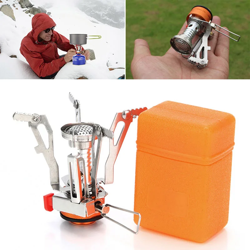 

Portable Outdoor Foldable Gas Stoves Picnic Camping Mini Ultralight Steel Tools with Box shop BB55