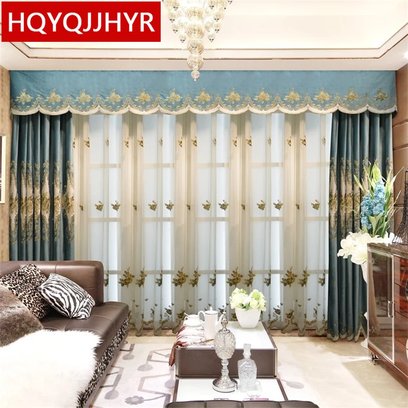 

Europe and the United States top embroidery curtains for Living Room Windows luxury classic custom villa curtain for Bedroom