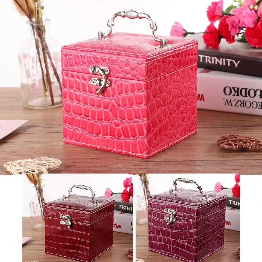 

Desktop Jewelry Organizer Earrings Rings Necklace Storage Box Three Layer Container Portable Jewelry Display Jewerly Box