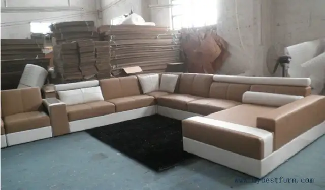 My Bestfurn Sofa Moden Leather 2 Color U Shaped Villa My Bestfurn Sofa Moden Leather 2