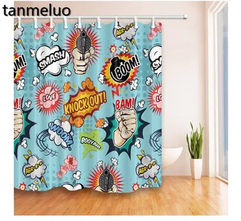 

Different Custom Waterproof Bathroom Cartoons graffiti Shower Curtain Polyester Fabric Bathroom Curtain