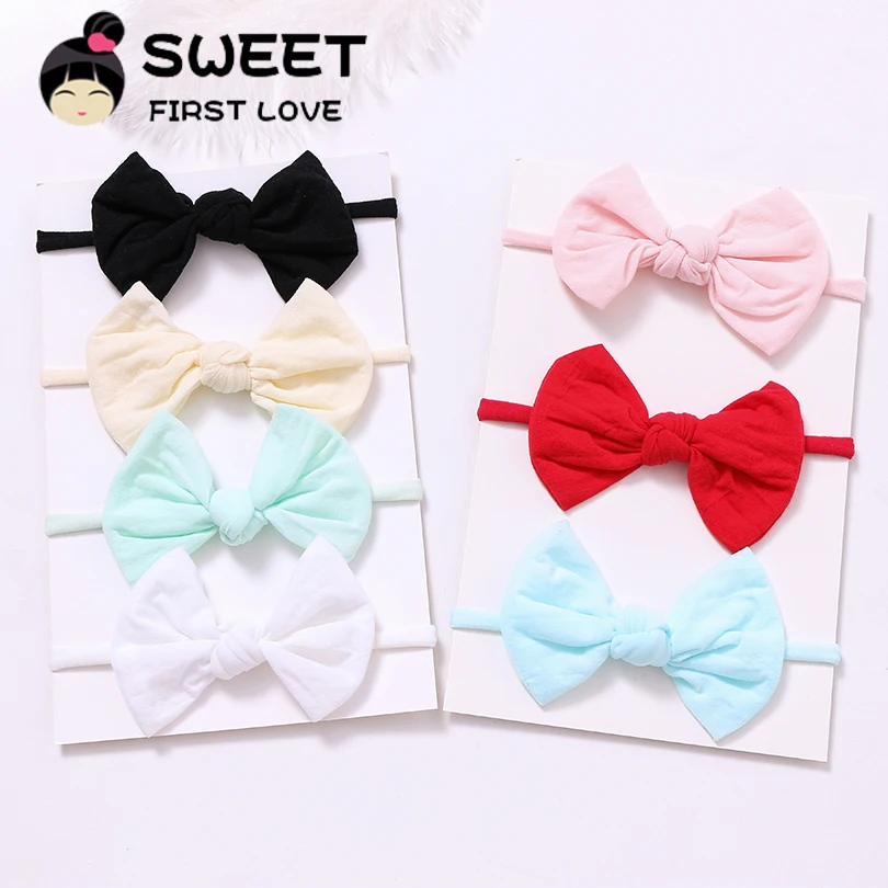 

50 pcs/lot Elastic Bow Headbands Cute Nylon Hair Accessories Soft Bow Hairband lovely Bowknot Headbands headwear for kids