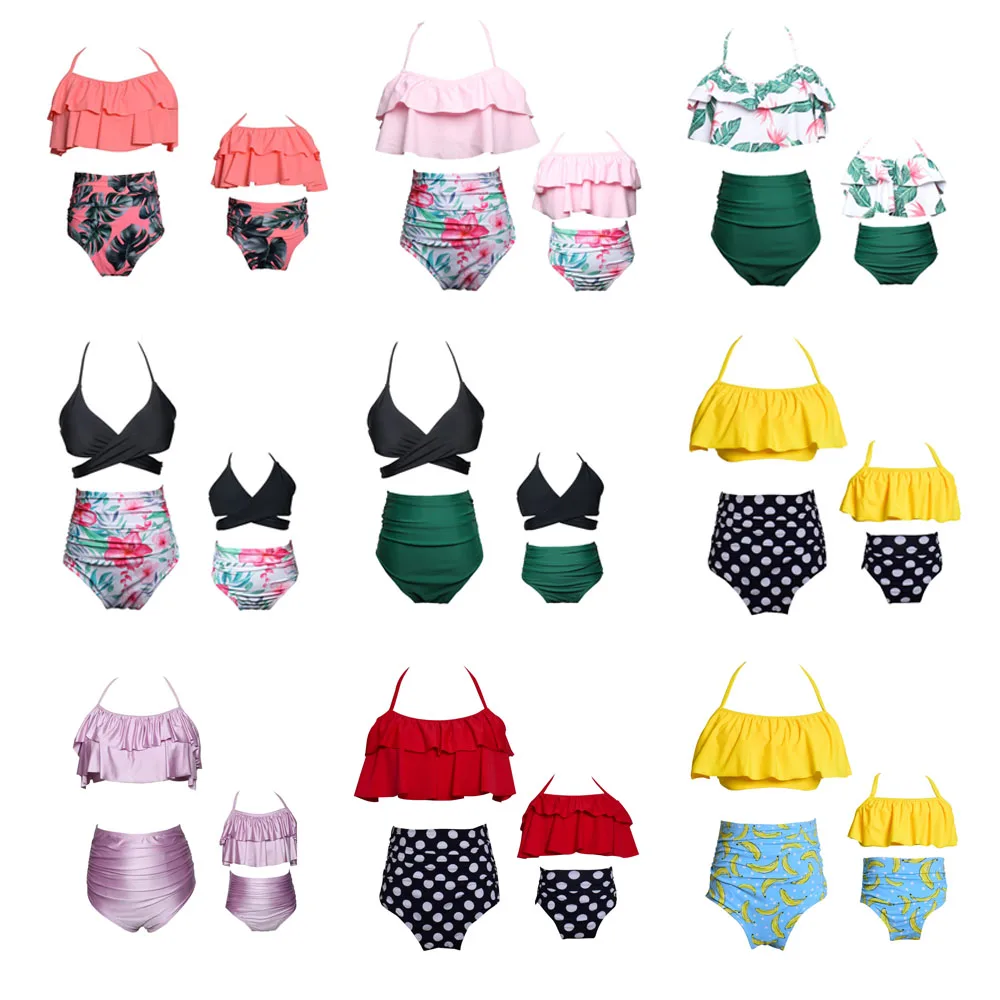 

2018 New 9 Style Summer Mother and Daughter Swimsuit Fashion Casual Bikini Family Matching Outfits Clothes Baby Girl Swimwear