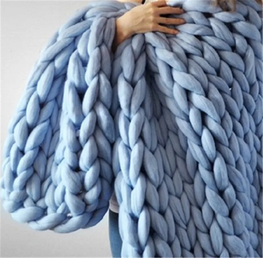 Большое мягкое одеяло крупной ручной вязки Пледы для зимней кровати дивана самолета толстой пряжи вязания пледы дивана одеяло s