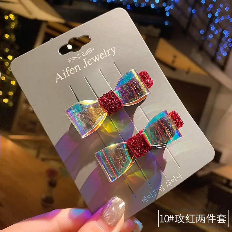 2 Pcs a Card 10 Oaoleer/аксессуары для волос, желе-банты для девочек, 1 шт./2 шт., банты для волос с блестящим узлом, заколки для волос для танцев/бассейна - Цвет: 2 Pcs a Card 10