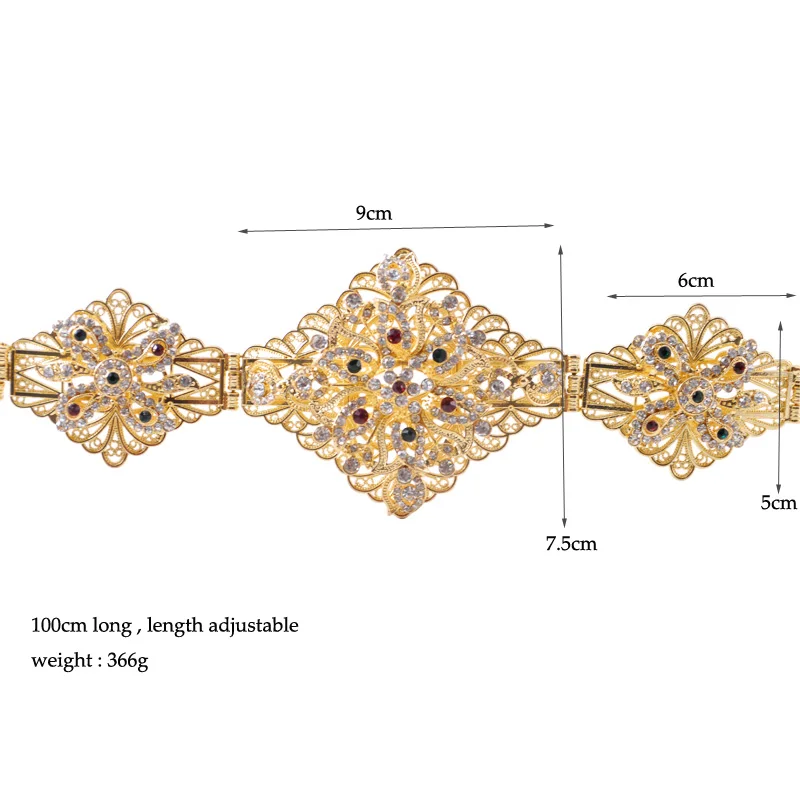 New Fashion Flower Bridal Belts in Gold Hollow Pattern metal wedding dress belts jewelry waist band