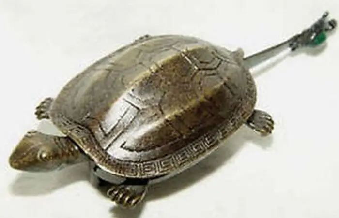 

B0601 518Chinese Collectable Archaic bronze of rare turtle lock and key set statue