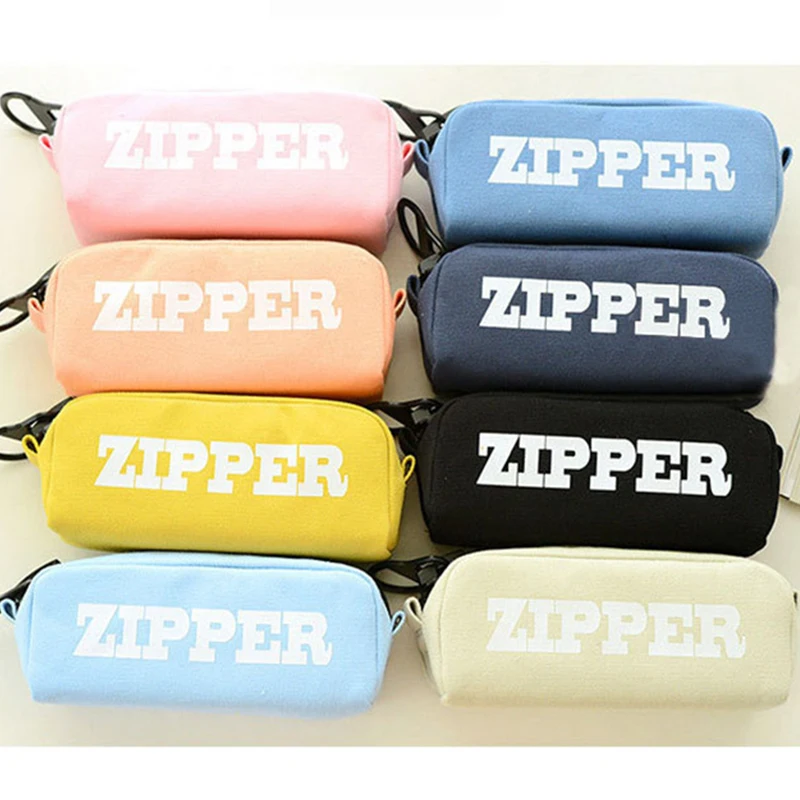

Creative Big Zipper Pencil case Large Capacity Canvas Pencil Box cute School Stationery Kawaii pen Box Students Gifts Supplies