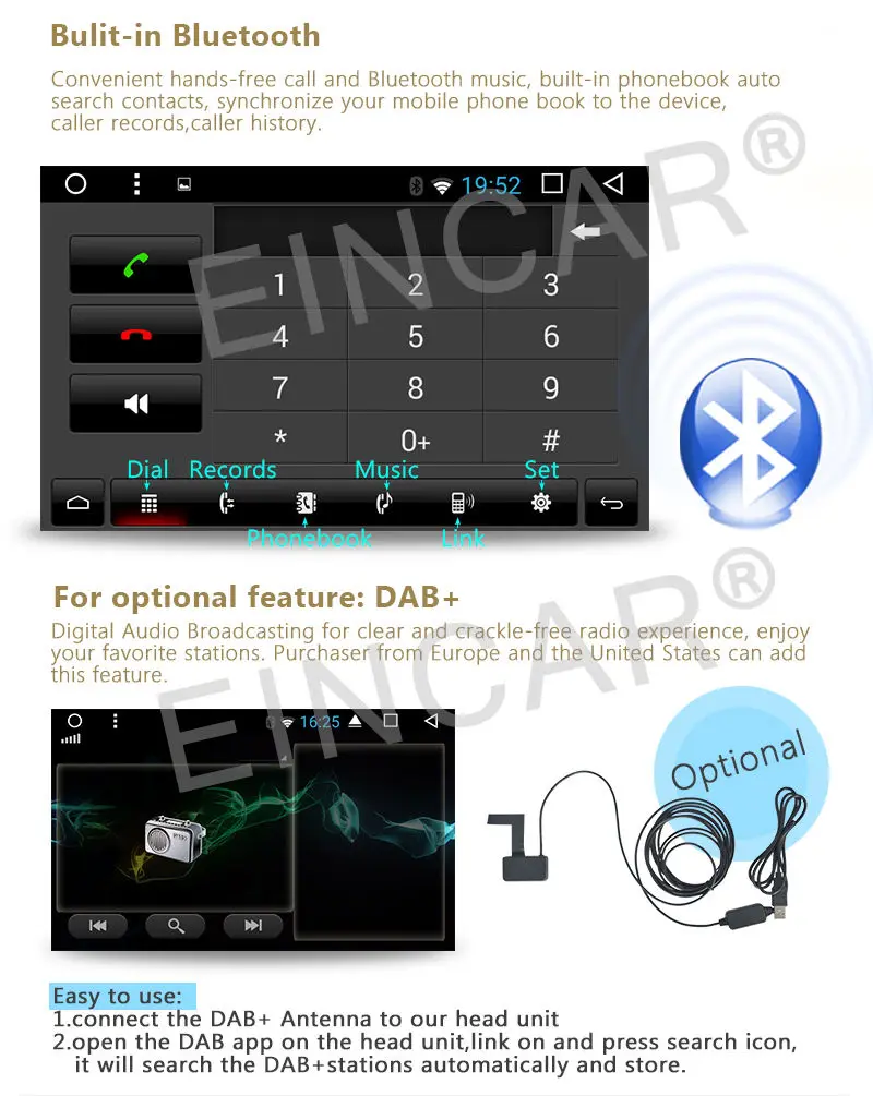 Excellent CAMERA+2GB RAM Android 6.0 Double Din Car Stereo Radio GPS Wifi 3G OBD2 HD DAB+ 15