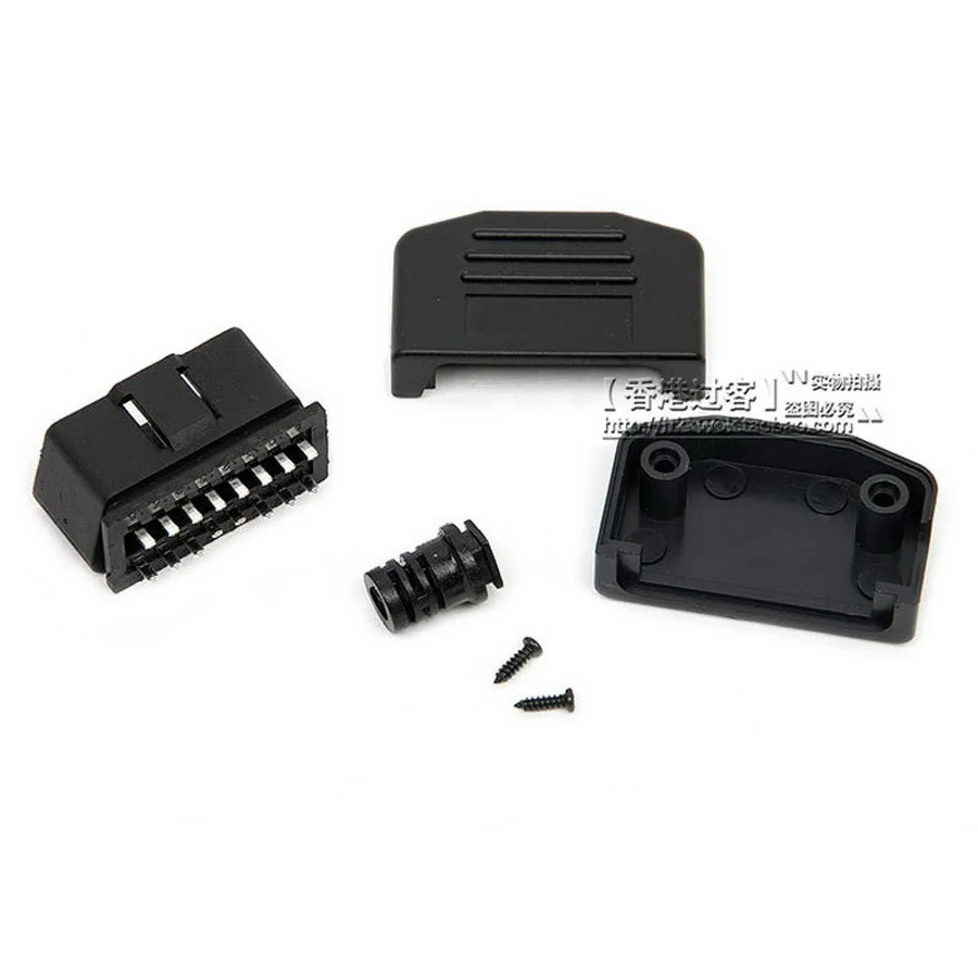 Dhl ИЛИ ems 500 шт. OBD 2 Разъем 16 Pin OBD II OBD 2 диагностическая вилка концевого соединителя DIY адаптер с чехлом