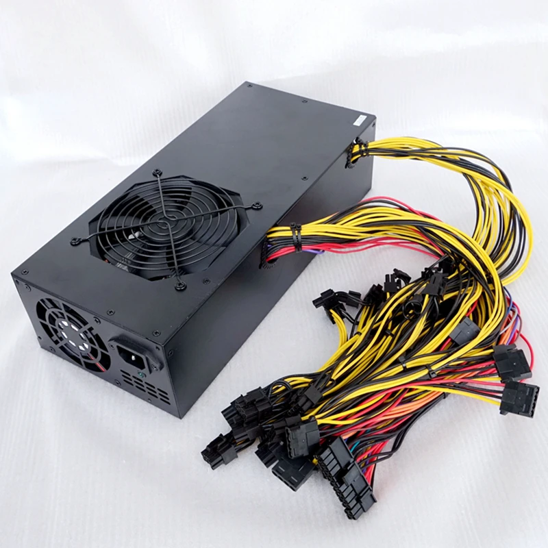 PC التعدين حالة امدادات الطاقة 2800 واط ATX Eth مينر BTC XMR عملة أسيك التبديل PSU 8 بطاقة جرافيكس RX470 480 570 GTX 1060 1070 1080