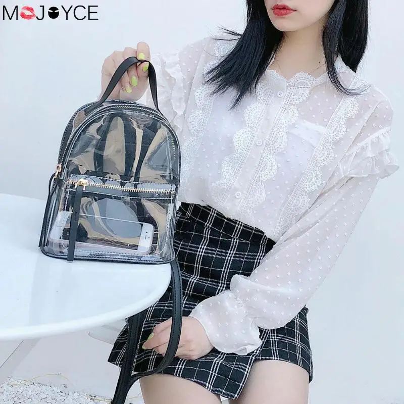 

Fashion Clear PVC Backpacks for Women 2018 Female New Mini Casual Rucksack Mochila Cute Shoulder School bags for Girls ins hot