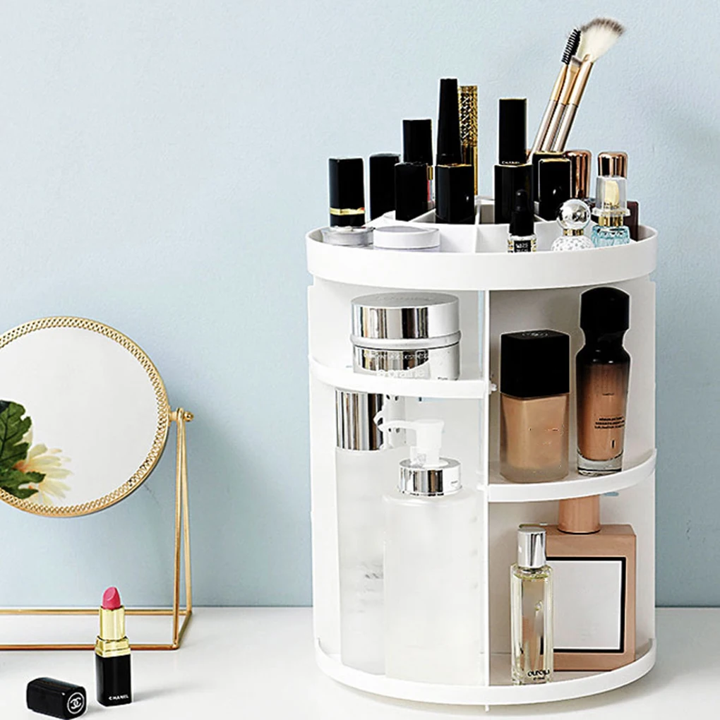 

360 Degree Rotating Makeup Organizer Multifunction Jewelry Cosmetic Lipstick Brushes Make Up Holder Plastic Storage Box Case