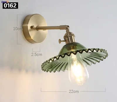 1 IWHD Janpan Copper Glass LED Wall Light Fixtures Bedroom Bathroom Mirror Retro Vintage Wall Lamp Sconce Wandlamp Applique Murale - Цвет абажура: 1