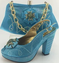 2016 neue ankunft freies verschiffen byDHL, ME3315 T. Blau passenden Italienischen design Afrikanische frauen fashion party schuhe und tasche sets.