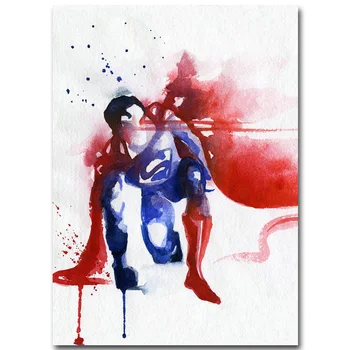 

Superman - Superhero Art Silk Fabric Poster Print 13x18 inch Watercolor Minimalism Picture for Living Room Wall Decor 10