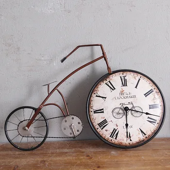 

American Retro Living Room Bedroom Creative Bicycle Wall Clock Wall Decoration Personality Decorative Clocks Wall Decorations Mu