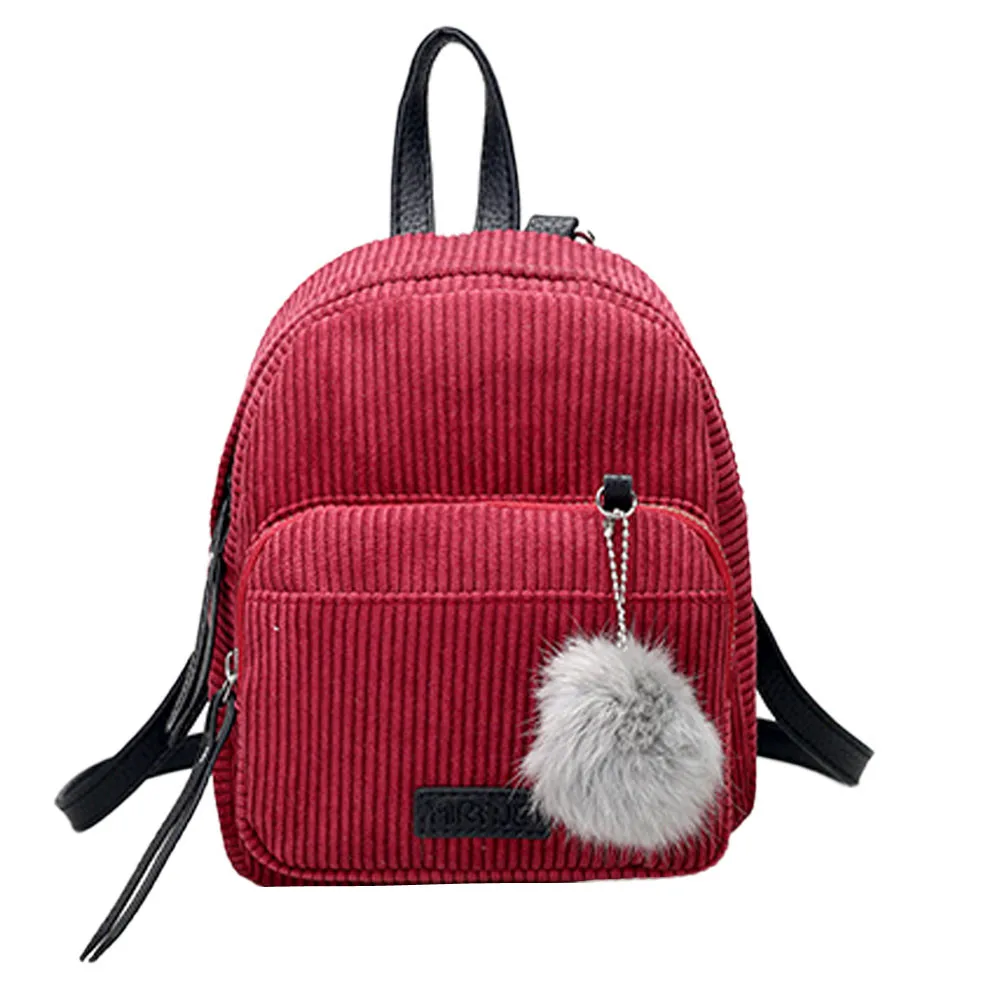 

Corduroy Small Backpacks Rucksacks For Girls Soft Pompom Bags Velevet Fashion 2019 Design School Bag Sac A Dos #Zer