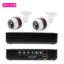 SUCAM 2MP 2CH AHD система безопасности камеры 180 градусов 2 шт. Пластик Открытый 1080P видеонаблюдение объектив «рыбий глаз» ИК камера с блоком питания