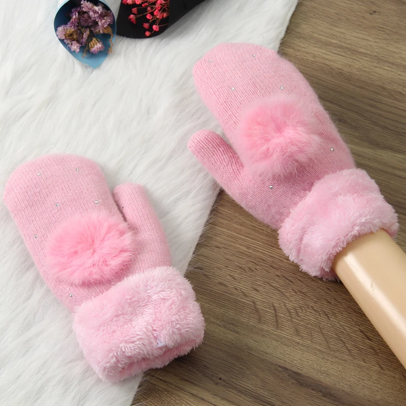 13 Colors Women Winter Gloves Without Fingers Cute Goth Extra Thick