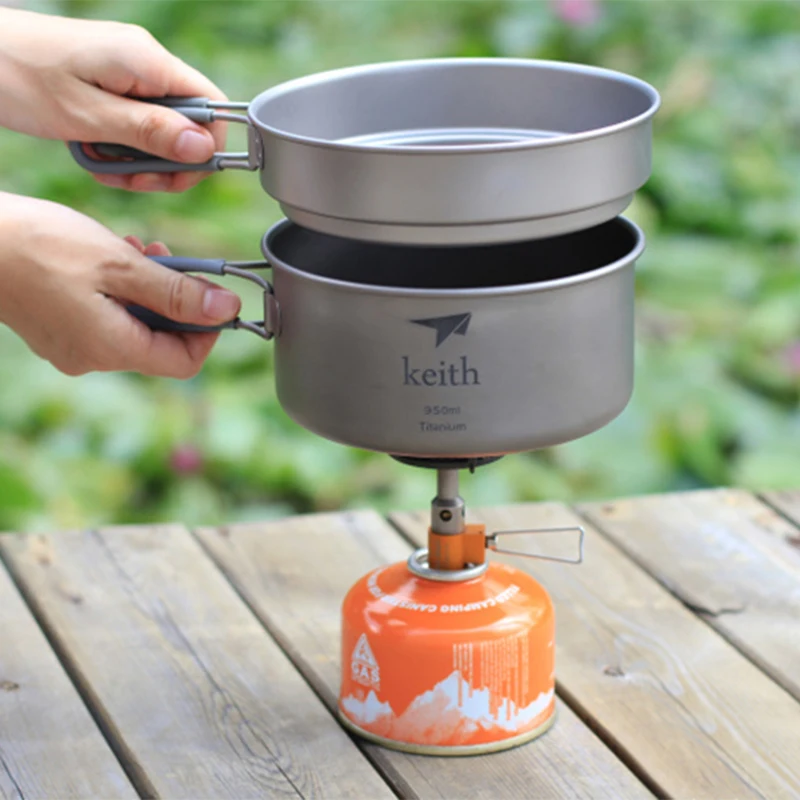 

Keith Camping Cookware Titanium Cookware Medium Pan & Frying Pan For Camping Traving Hunting Hiking Camping Cookware Set Ti6016