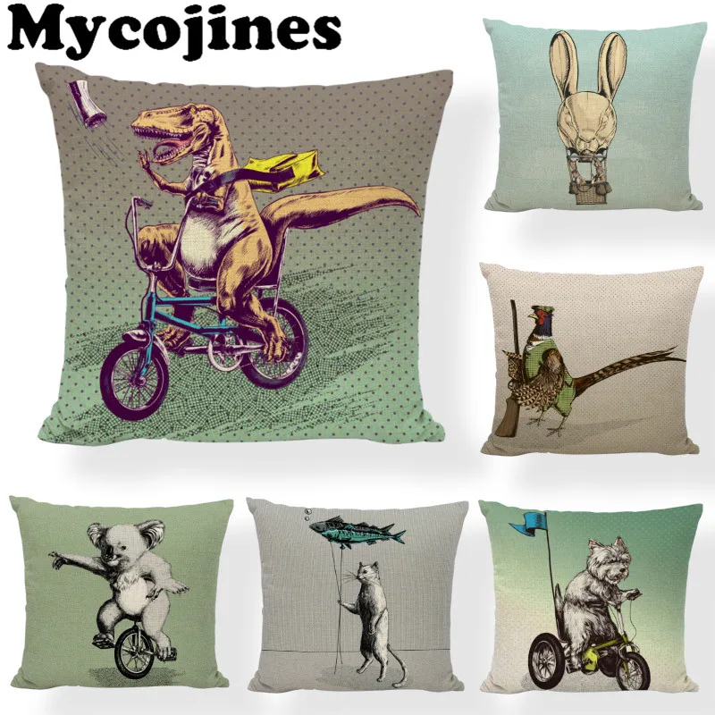 

Cute Animal Cushion Cover Dinosaur Bicyle Rabbit 43*43CM Fish Balloon Owl Chicken Raccoon Pillow Case Home Office Couch Decorate