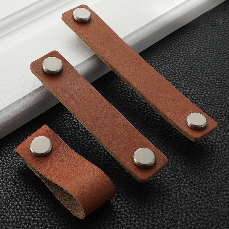 

Handmade Leather Pull Handle Replacement For Doors Cabinets Cupboards Knob DIY Craft Drawer Cupboard Cabinet Pull Hardware