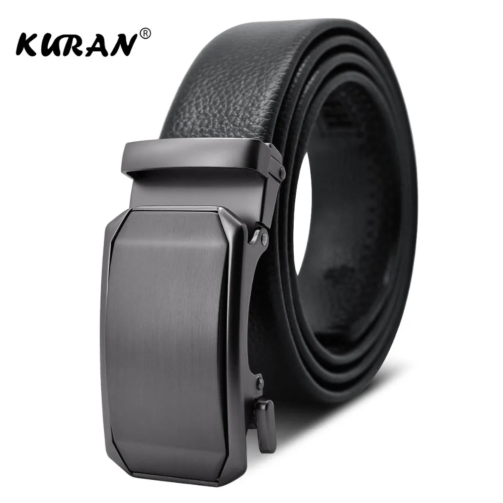 

[KURAN] Strap Male Metal Automatic Buckle Famous Brand Black Belt Men Hight Quality Genuine Luxury Leather Belts for Men