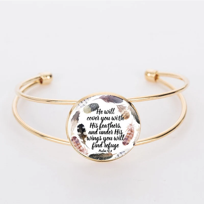 SUTEYI модный браслет из библейской стихи женский Шарм ювелирные изделия модный стеклянный браслет христианская вера подарок - Окраска металла: 1