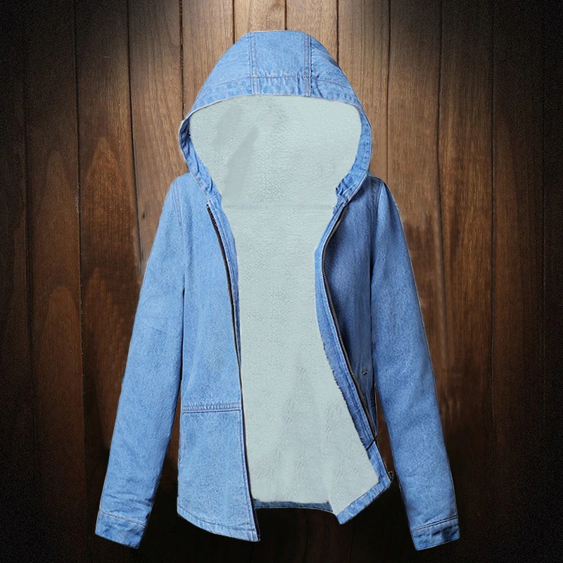 

Warm Winter denim jacket for women 2019 New Fashion Hooded Winter fur Jeans Coat Women Bomber Jackets Female casaco feminino