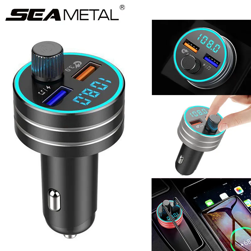 

Car Bluetooth FM Transmitter Adapter Car MP3 Player 2.4A Dual USB Fast Charge Ports QC3.0 Charger Smartphones Hands-free Calling