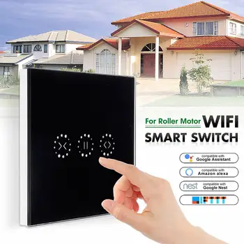 

Wifi Smart Curtain Switch Door Wall Touch Switch Panel APP Control Wireless Roller Shutter Work with Alexa/Echo/Google Home