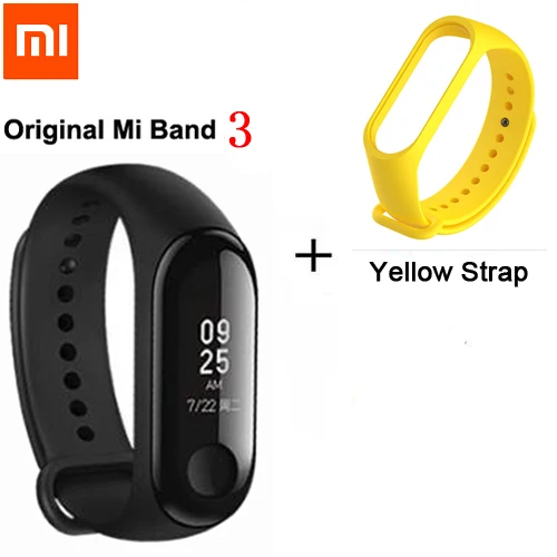 Xiaomi mi Band 3/mi band 2 умный Браслет фитнес-браслет mi Band большой сенсорный экран OLED частота сердечных сокращений сообщения Smartband - Цвет: Add Yellow Strap