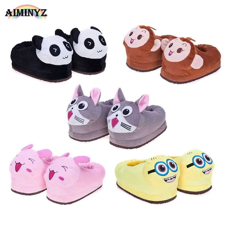 online Adulto Sapatos de Algodão Quente de Inverno peludo fofo desliza Chinelos Bonito Pelúcia Macia Animal Dos Desenhos Animados Cosplay Casual Home Indoor Licorne