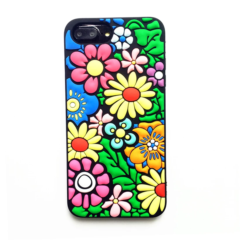 

Ritozcase New colorful flower soft silicone case cover For iPhone X 7 8 plus 6 6s plus Cute 3d Sunflower Rubber phone bag Fundas