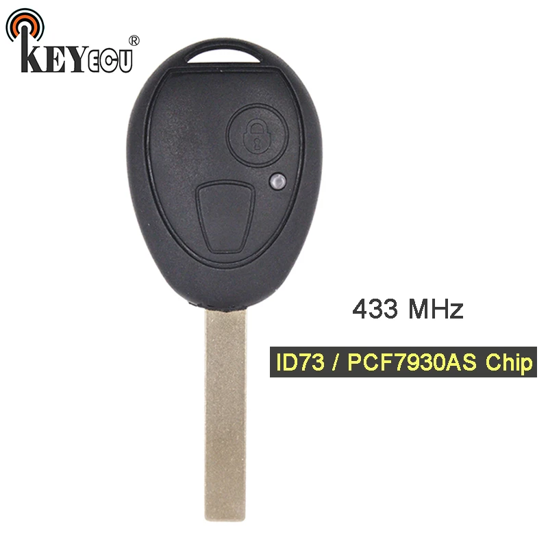 

KEYECU 433MHz ID73 / PCF7930AS Chip Replacement Remote Car Key Fob for BMW Mini Copper, for Land Rover 75 MG ZT
