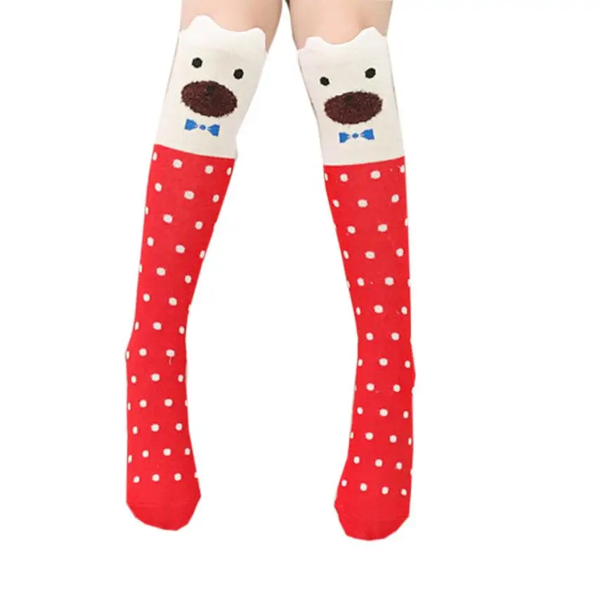 Гольфы для девочек хлопковые носки на осень с рисунком кота для детей милые зимние женские гольфы Largos Mujer - Цвет: Red