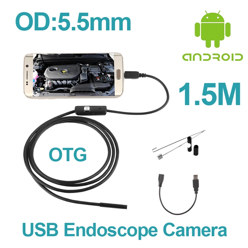 Digital OTG USB Endoscope Camera 1.5M Android Phone Borescope 5.5mm USB Snake Pipe Inspection Camera Micro USB Endoscope Camera camera : image Digital OTG USB Endoscope Camera 1.5M Android Phone Borescope 5.5mm USB Snake Pipe Inspection Camera Micro USB Endoscope Camera camera