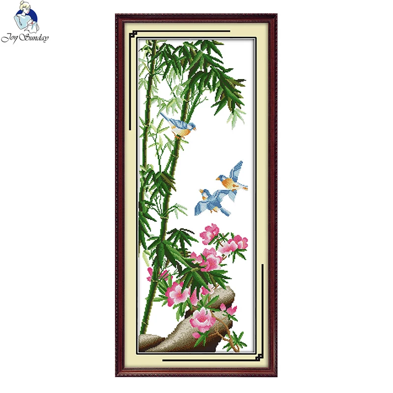 Plum Orchid Bamboo Chrysanthemum Cross Stitch Kits 11CT Printed Fabric 14CT Counted Canvas DIY Chinese Embroidery Needlework