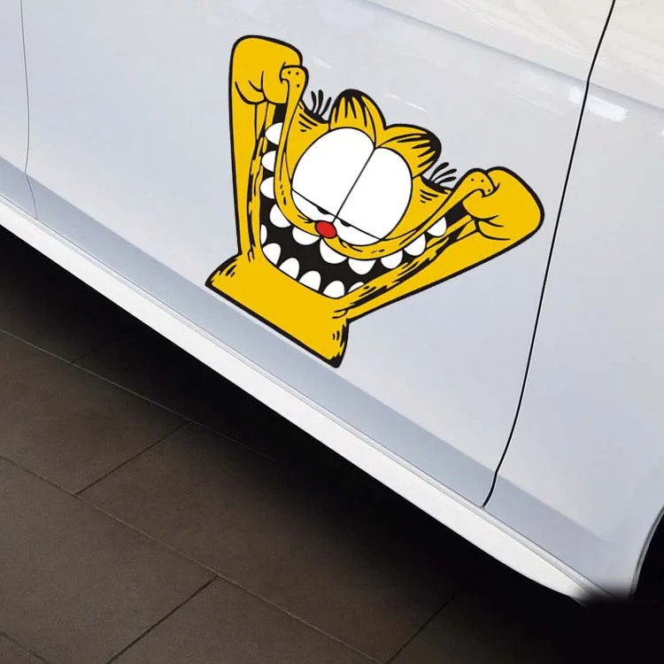 

Wholesale Funny cartoon Garfield Make Faces Car Sticker And Decal For outlander Door VW Ford Focus 2 Toyota Kia Opel Cruze