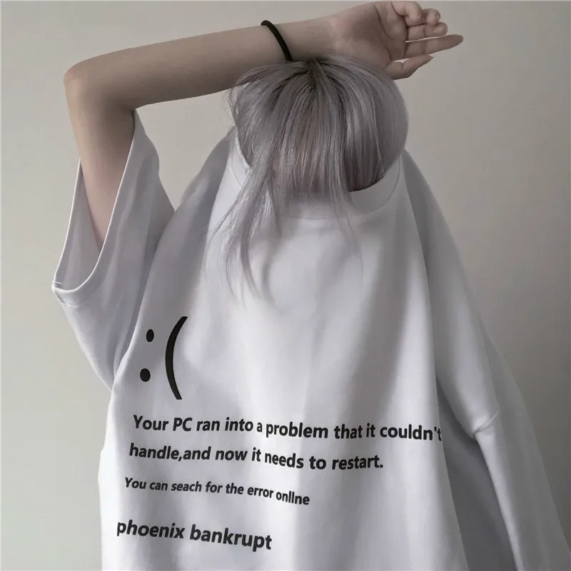 

O Neck Letter Print Loose Women T-shirt Fashion Casual Summer Tees Pullovers