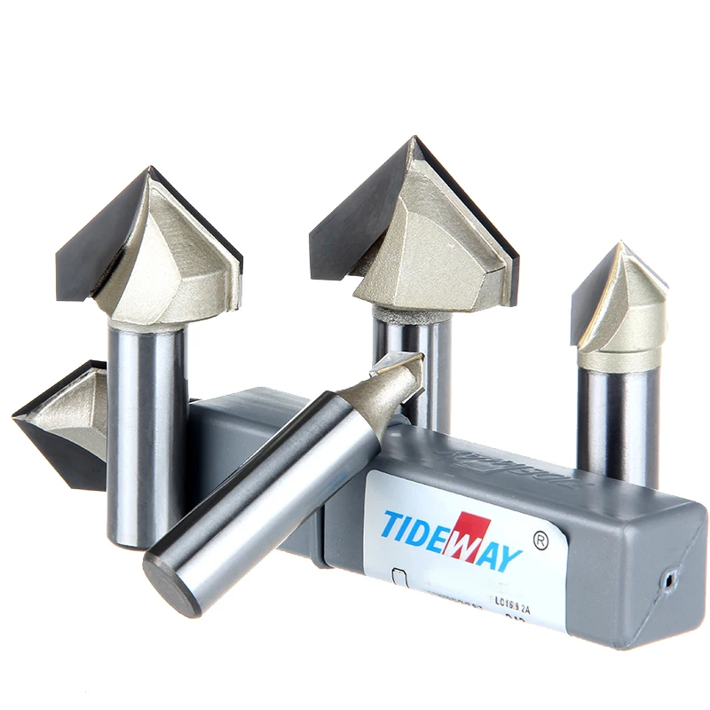 

90 Deg 1/4&1/2 SHK Professional V Groove Trimming Knife Tools Carving Tool Router Bit V-Groove Wood Cutter