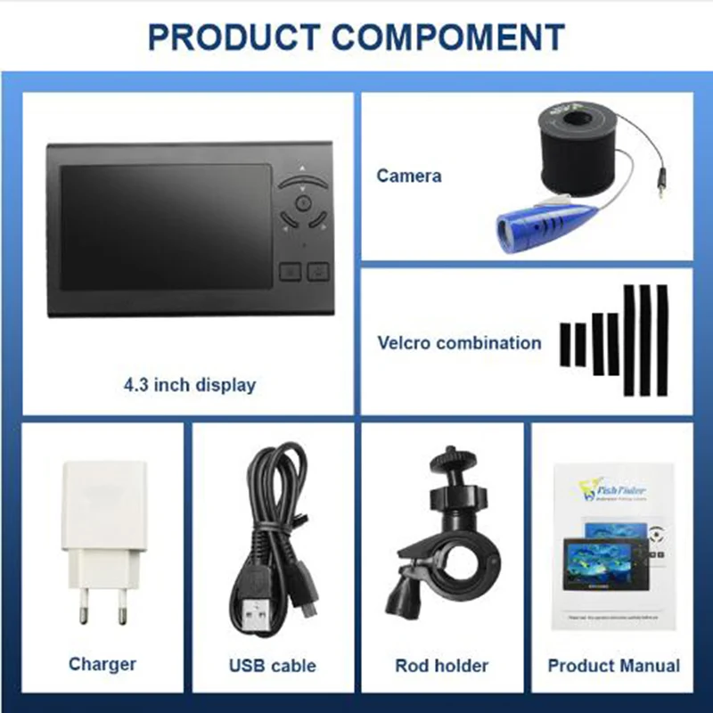 Профессиональный рыболокатор для подводной рыбалки, видео камера с монитором, 140 градусов, 4,3 дюйма, HD цветная цифровая ЖК-камера для рыбалки